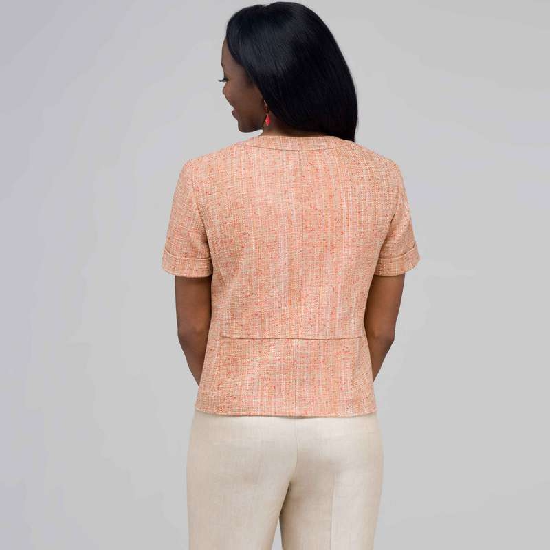 Tweed Short Sleeve Jacket., New Coral Multi, large image number 1